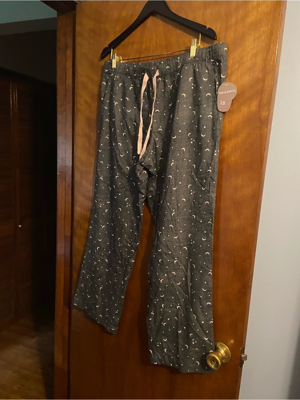 Secret Treasures Charcoal Pajama Pants with Light Pink Accent